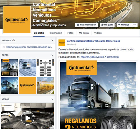 Facebook de Continental Neumáticos para Vehículos Comerciales