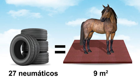 Cubrir un box estándar de una cuadra necesita 27 neumáticos fuera de uso