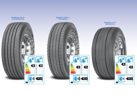 Gama Goodyear Marathon con sus etiquetas