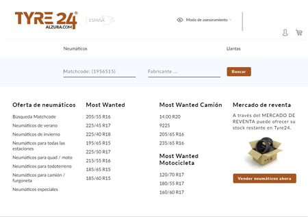 La búsqueda de neumáticos es muy fácil e intuitiva gracias a la búsqueda profesional de matchcode