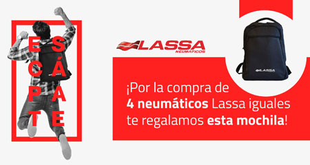 Llévate una mochila premium comprando neumáticos Lassa