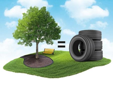 Neumáticos usados para fabricar recubrimiento ecológico para jardinería