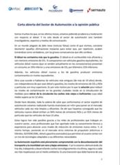 Carta abierta del Sector de Automoción a la opinión pública