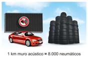 Neumáticos usados para fabricar muros aislantes acústicos de carretera