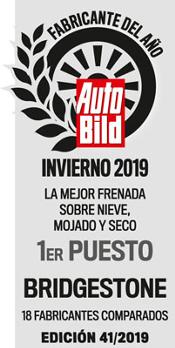 Bridgestone es reconocido como 'Fabricante del año – Invierno 2019' por la revista Auto Bild