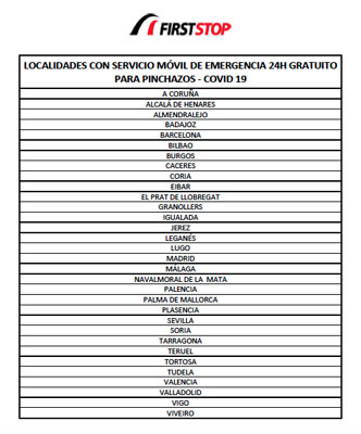 Localidades del servicio móvil de First Stop
