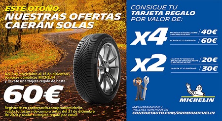 Confortauto y Michelin regalan tarjetas regalo de hasta 60 euros