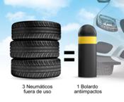 ¿Sabías que… se fabrican bolardos de seguridad ecológicos de caucho reciclado procedente de Neumáticos Fuera de Uso?