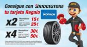 Por la compra de neumáticos Bridgestone en Confortauto los clientes se llevan tarjetas regalo de Decathlon de hasta 50 euros
