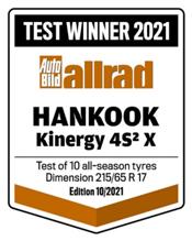 Los neumáticos Kinergy 4S 2 X de Hankook para todas las estaciones para SUV ganan la prueba Auto Bild Allrad 