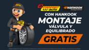 Por la compra de neumáticos Hankook en Confortauto, montaje, válvula y equilibrado gratis