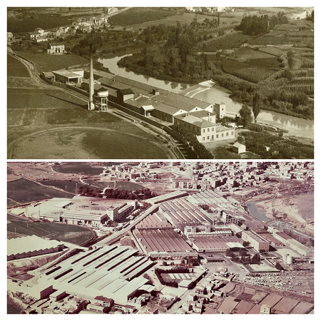 Vistas aereas de la fábrica de Pirelli en 1926 y 1982