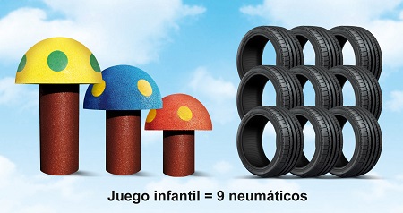 Una eco-seta de 50 cm reutiliza la goma de más de 9 neumáticos