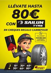 Confortauto fomenta la compra de neumáticos SAILUN Tyre para turismos, 4x4 y furgonetas con cheques regalo de Carrefour