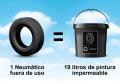 1 neumático fuera de uso = 19 L de pintura ecológica